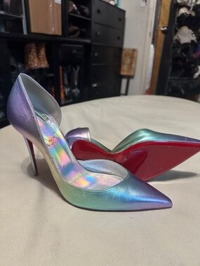 Christian Louboutin Iridescent Pointed-Toe Stiletto Pumps - Purple/Blue/Green 41